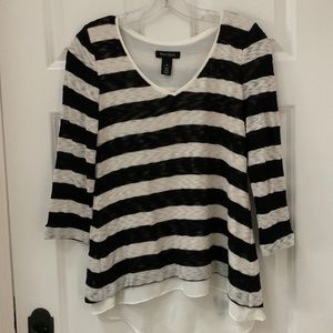 White House Black Market Black & White Stripped Sweater Blouse